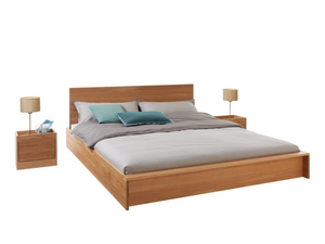 FLAI - English oak double bed with headboard _ Müller Small Living